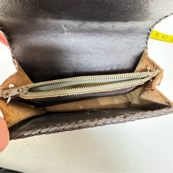 Vintage Handmade Tooled Leather Embossed Flap Over Mini Handbag Purse Western - Picture 6 of 6